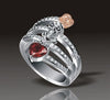 Classic Pirate Skull Rose Red Heart Crystal CZ Ring