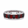 Red Crystal Zircon Black Skull Ring