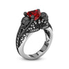 Vintage Skull Heart CZ Stone Rings