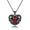Punk Skull Red Heart Crystal Necklace