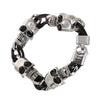 Vintage Genuine Leather Stainless Steel Skull Bracelet
