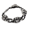 Vintage Genuine Leather Stainless Steel Skull Bracelet