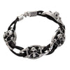 Vintage Genuine Leather Stainless Steel Skull Bracelet