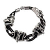 Vintage Genuine Leather Stainless Steel Skull Bracelet