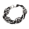 Vintage Genuine Leather Stainless Steel Skull Bracelet