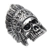 Feather Crown Indians Chief Skull Rings