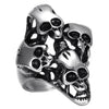 Punk Gothic Piled Up Skulls Biker Ring