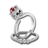 Punk Skull Red Stone Claw Ring Set