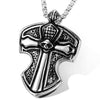 Stainless Steel Hyperbole Shield Cross Skull Necklace