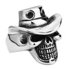 Country Rock Skull Hat Stainless Steel Ring