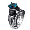 Black Engagement Skull Crystal Ring Set