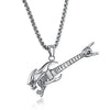 Guitar Punk Skull Stainless Steel Pendants Necklaces