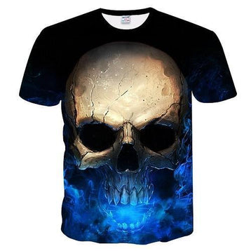 3D Blue Skull T-Shirt - designfullprint