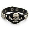 Silver Alloy Punk Skull Leather Bracelets
