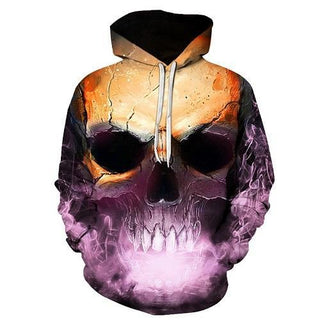 3D Purple Skull Hoodie - designfullprint