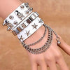 Multi-Layer Wide Leather Skull Bracelets