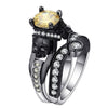 Black Engagement Skull Crystal Ring Set