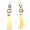 Multi-Color Long Tassel Skull Stone Earrings