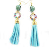 Multi-Color Long Tassel Skull Stone Earrings