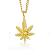 Stainless Steel Leaf Skull Pendant Necklaces