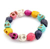 Natural Stone Colorful Beaded Skull Bracelet