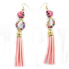 Multi-Color Long Tassel Skull Stone Earrings