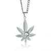 Stainless Steel Leaf Skull Pendant Necklaces