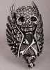 Gothic Crystal Skull Wings Cross Snake Stretch Ring