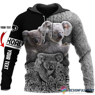 Grey Cute Koala Hoodie Personalized Unisex Hoodie HG