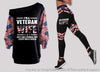 Gift For Veteran Lover Veteran Wife A Normal Wife But Much Cooler Off Shoulder Long Sleeves Top and Leggings Set