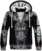 Gift For Viking Lover Black And White Viking Odin Viking Pattern Personalized Pullover or Zip Up Hoodie or Long Sleeve Shirt or Fleece Hoodie