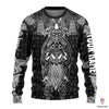 Gift For Viking Lover Black And White Viking Odin Viking Pattern Personalized Pullover or Zip Up Hoodie or Long Sleeve Shirt or Fleece Hoodie