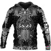 Gift For Viking Lover Black And White Viking Odin Viking Pattern Personalized Pullover or Zip Up Hoodie or Long Sleeve Shirt or Fleece Hoodie