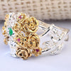 Vintage Silver Plated Green Eye Punk Style Skull Ring