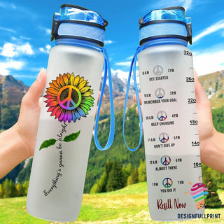 Gift For Hippie Hippie Sunflower Everything Is Gonna Be Alright Water Track Bottle NHD