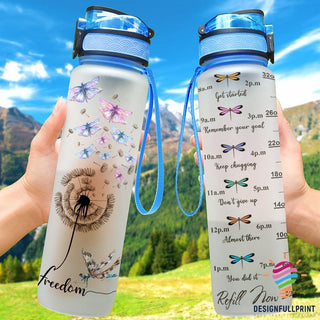 Gift For Dragonfly Lover Dandelion Dragonfly Freedom Water Track Bottle NHD