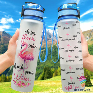 For Flock Sake Drink Your Water Pink Flamingo Water Track Bottle NHD