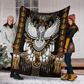 Owl Baby Blanket With Native Pattern Owl Lovey Blanket Owl Blanket Sherpa Blanket HG