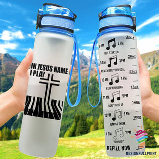 Gift For Christian In Jesus Name I Play Piano Cross Water Track Bottle NHD