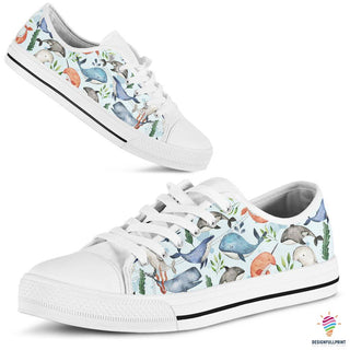 Cute Whale LowTop Canvas Shoes NH