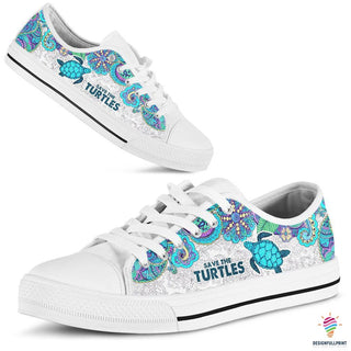 Gift For Turtle Lover Save The Turtle LowTop Canvas Shoes NH