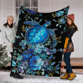 Gift For Turtle Lover Turtle With Flowers And Ocean Blanket Blanket and Quilt Blanket HG