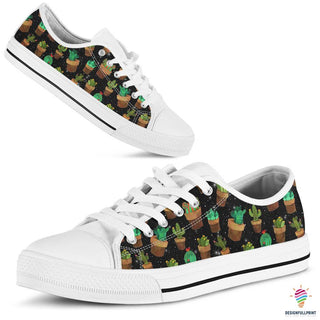Cute Pots Of Cactus LowTop Canvas Shoes NH