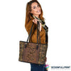 Gift For Dragonfly Lover Brown Dragonfly Leather Tote Bag HG