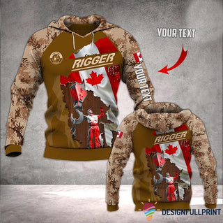 Canada Flag Brown Personalized Riggers Hoodie HG