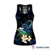 Gift For Turtle Lover Amazing Polynesian Turtle With Plumeria Flowers Tank Top And Leggings Set HG